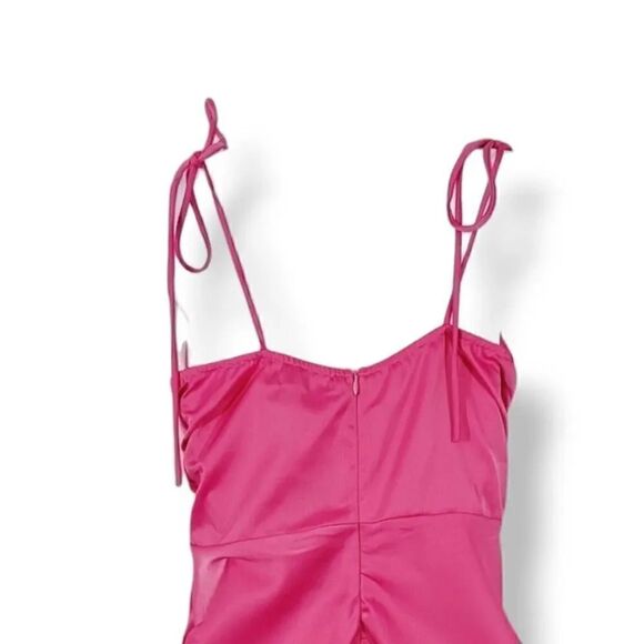 NEW Nasty Gal Ruched Satin Mini Dress in Pink Size 4 - Picture 6 of 16